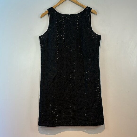 Loft black cotton eyelet sleeveless shift dress size 10P - Picture 1 of 7